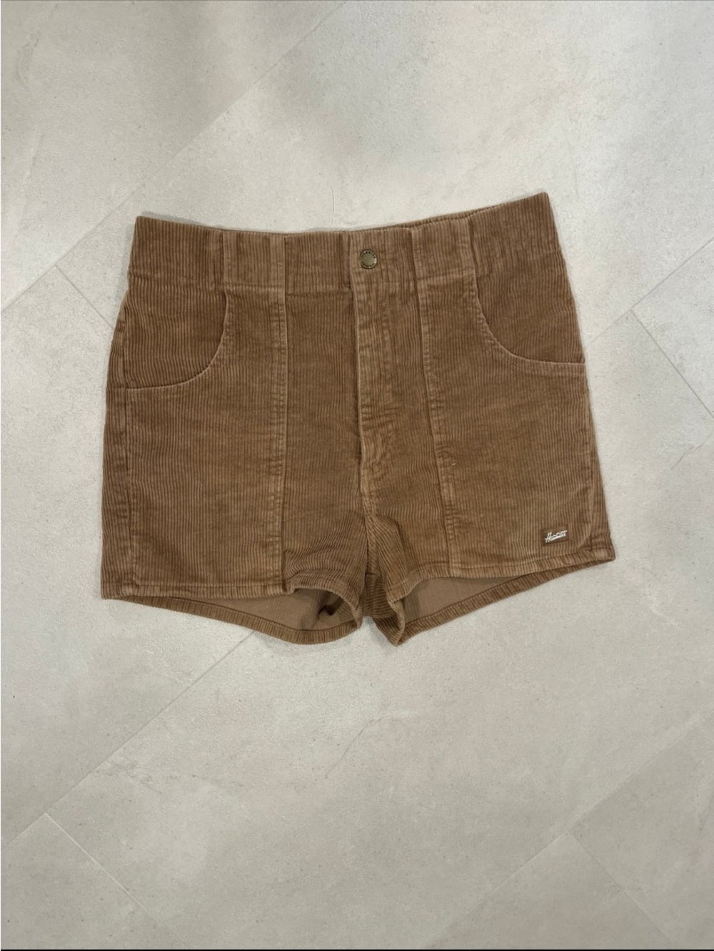 High-Rise Corduroy Shorts in Brown